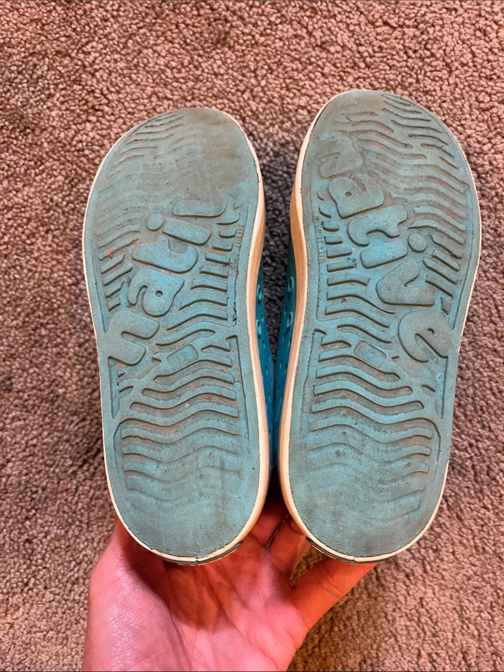 Native Kids Teal Slip-On Sneakers with White Toe Caps - Picture 4 of 4